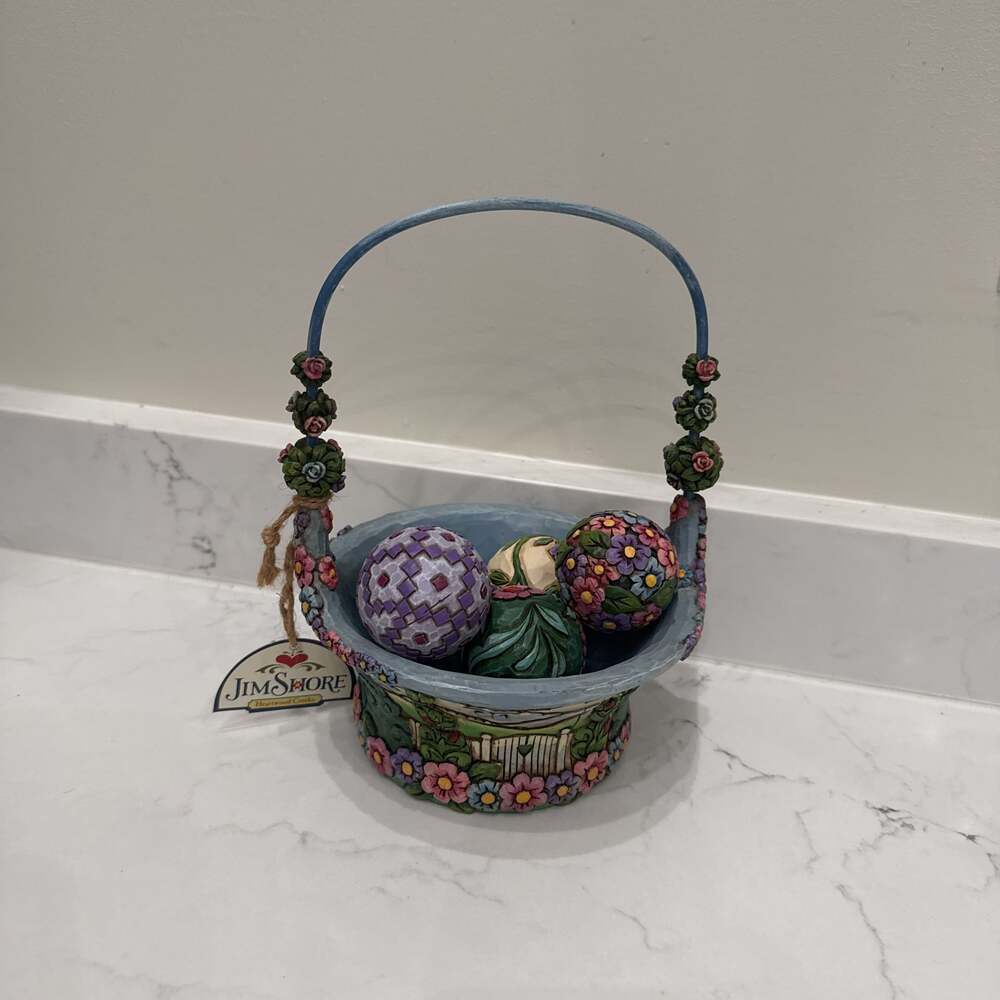 JIM SHORE Blossoms of Spring 4009235 2007 Enesco Spring Basket Set of 8 EXUC
